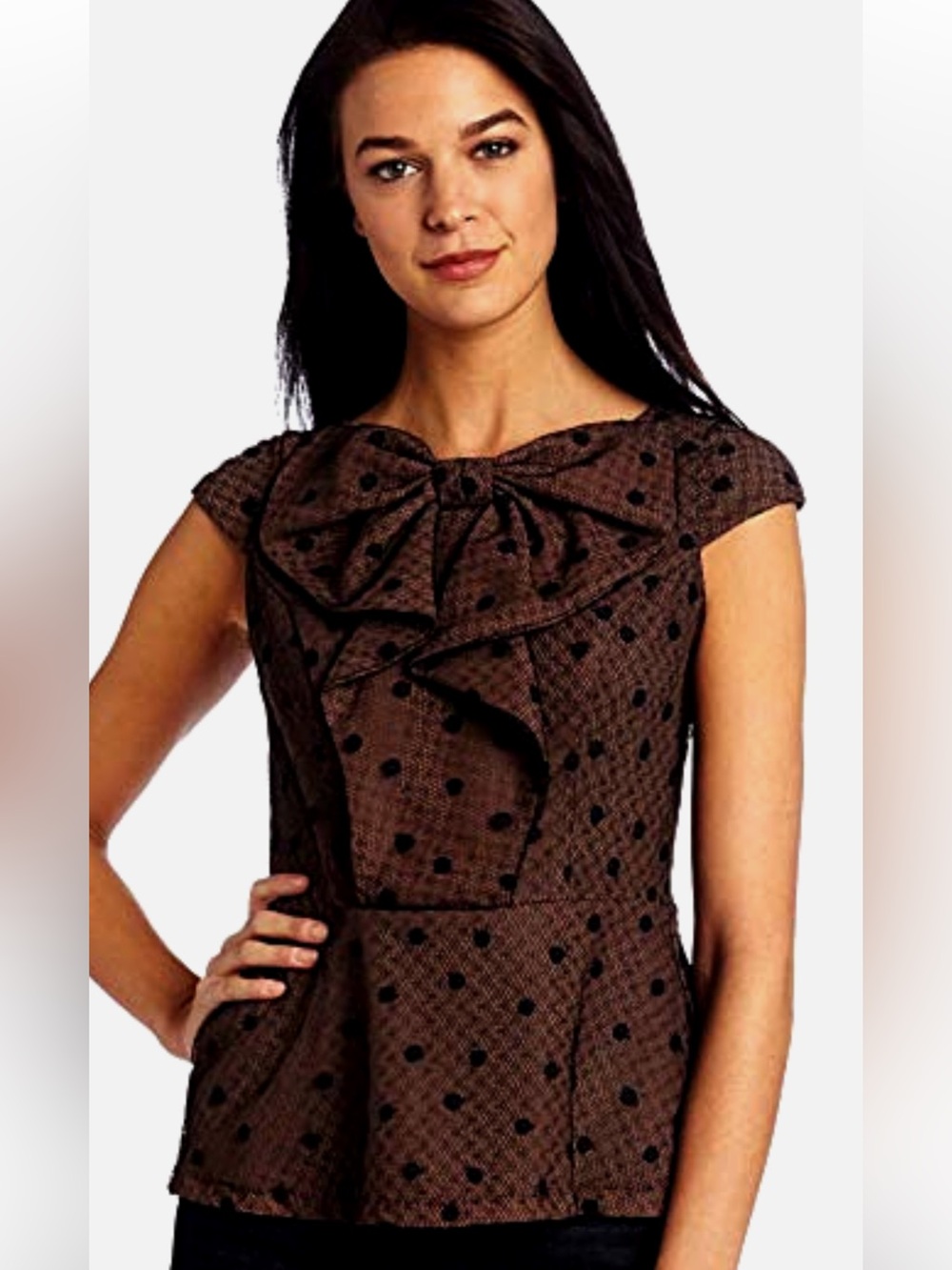 Eva Franco Brown Bow Blouse by Anthropology